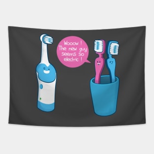 Toothbrush Fall In Electric Love Tapestry