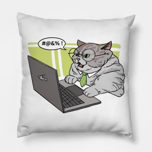 Cat work hard office notebook Pillow