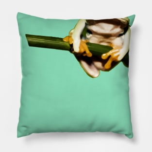 frog on branch Pillow