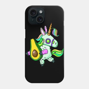 Steampunk Kawaii Unicorn Robot Holding Avocado Phone Case