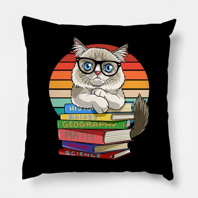 Ragdoll Cat Back To School Teacher's Pet Pillow by Noseking