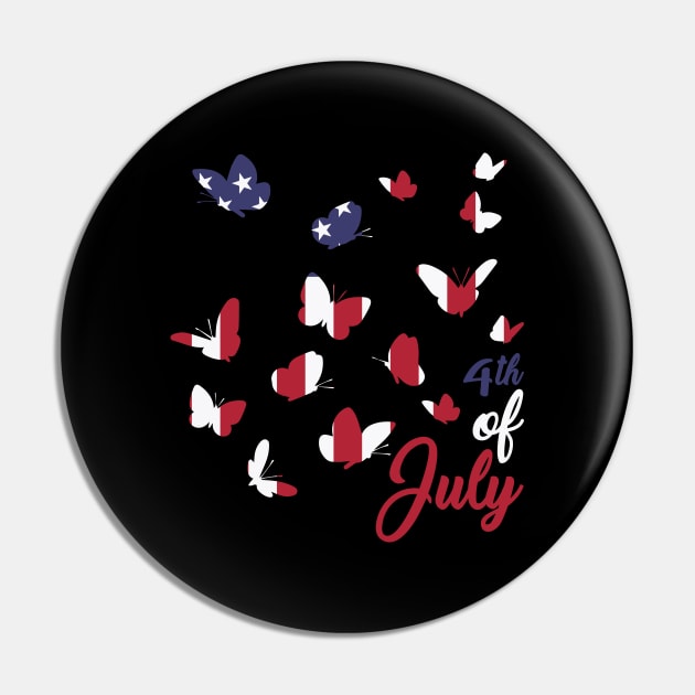 Butter Fly 4th of July - Independence Day - Freedom USA - Butterfly USA Flag - 4th Of July Pin by xoclothes