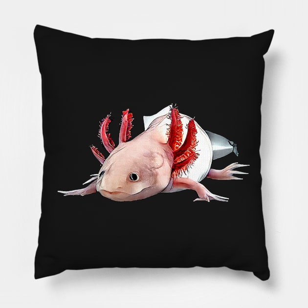 A sweet realistic axolotl motif Pillow by Shadowbyte91