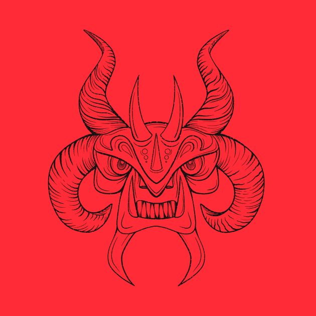 Devil Mask Black Lines by Pincay