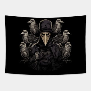 Gothic - plague doctor with ravens Tapestry