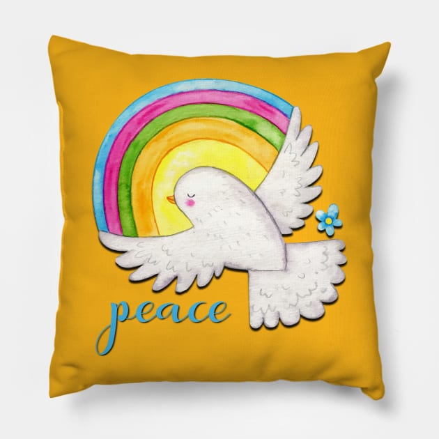 Peace Dove Pillow by AlondraHanley