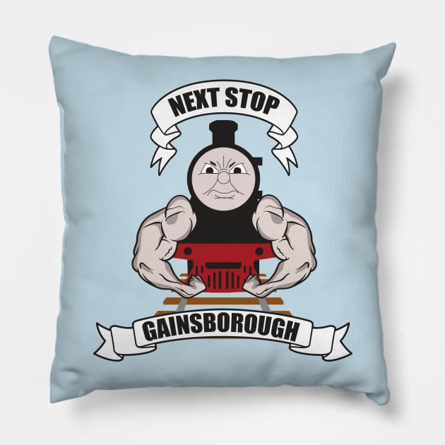 Next Stop GAINSBOROUGH Pillow by sketchfiles