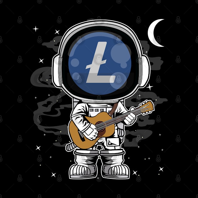 Astronaut Guitar Litecoin LTC Coin To The Moon Crypto Token Cryptocurrency Blockchain Wallet Birthday Gift For Men Women Kids by Thingking About