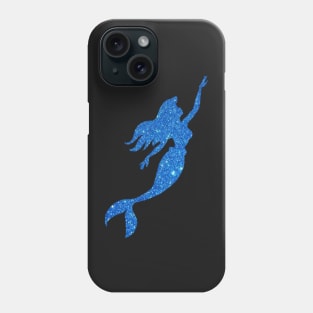 Royal Blue Faux Glitter Mermaid Silhouette Phone Case