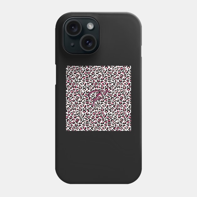 Letter F Monogram & Pink Leopard Print Phone Case by kansaikate