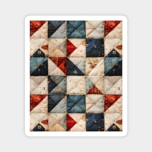 Retro Geometric Distressed Patchwork Quilt Pattern Magnet