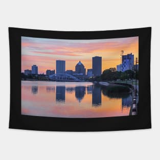 Rochester NY Skyline at Sunrise Rochester NY Genesee River Tapestry