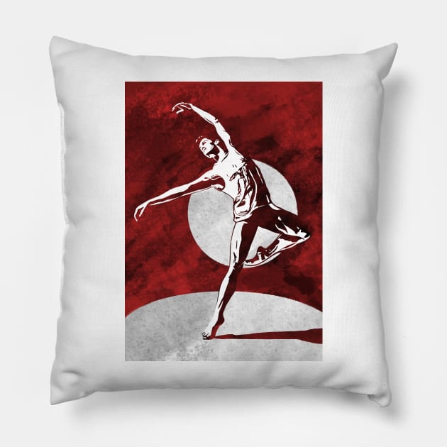 Male Dancer Linoprint Pillow by NattyDesigns