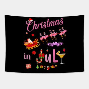 Funny Flamingo Pink Camping Car Christmas In July Tapestry