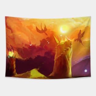 Dragons and Towers Tapestry