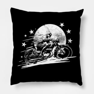 Vintage Motorcycle with Biker Graphic Pillow