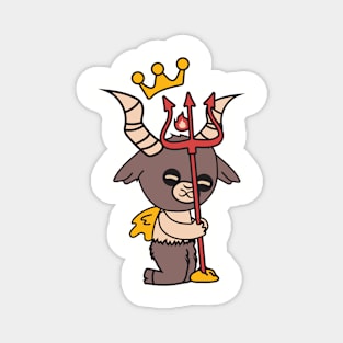 Cute Little Satan Goat with Crown and Trident Magnet