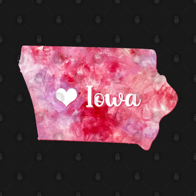 Iowa state watercolor map watercolor Watercolour pink heart by WatercolorFun