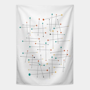 Funky Mid Century Lines And Dots Tapestry