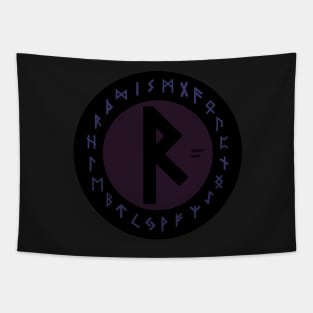 Purple Raidho Elder Futhark  | Viking Rune Symbol Tapestry