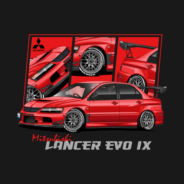 Mitsubishi Lancer evolution evo 9 Red, JDM - Lancer Evo 9 - T-Shirt ...