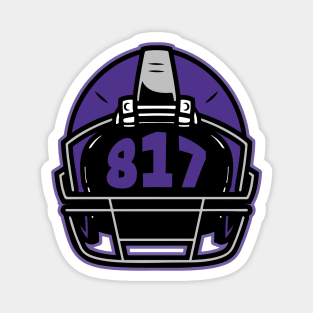 Retro Football Helmet 817 Area Code Fort Worth Texas Football Magnet