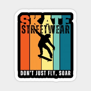 Black Retro Skateboard Magnet