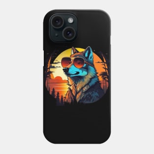 Cute wolf wearing sunglasses in the sunset gift ideas Phone Case