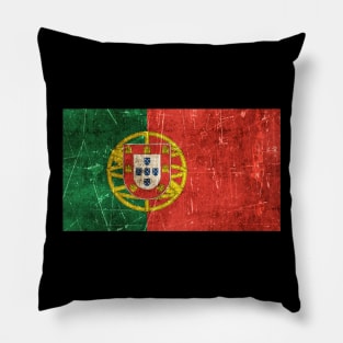 Vintage Aged and Scratched Portuguese Flag Pillow