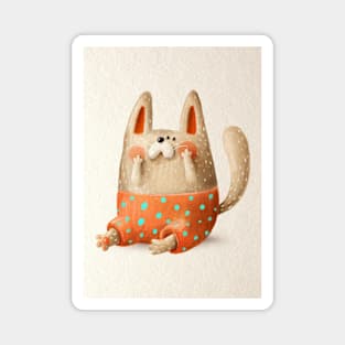 Cute shy cat in shorts Magnet