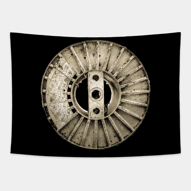 metal wheel Tapestry by rickylabellevie