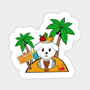 Cute Furry Dog on a tropical island Magnet