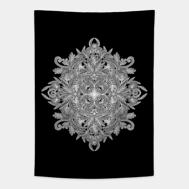 Vintage Winter Monochrome Doodle Tapestry by micklyn