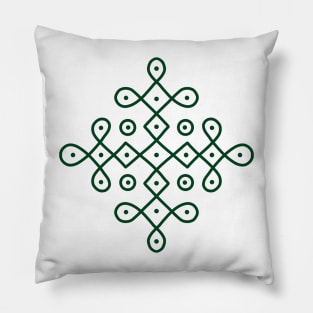 Dot Kolam, Green transparent Kolam, Muggu, rangoli Pillow