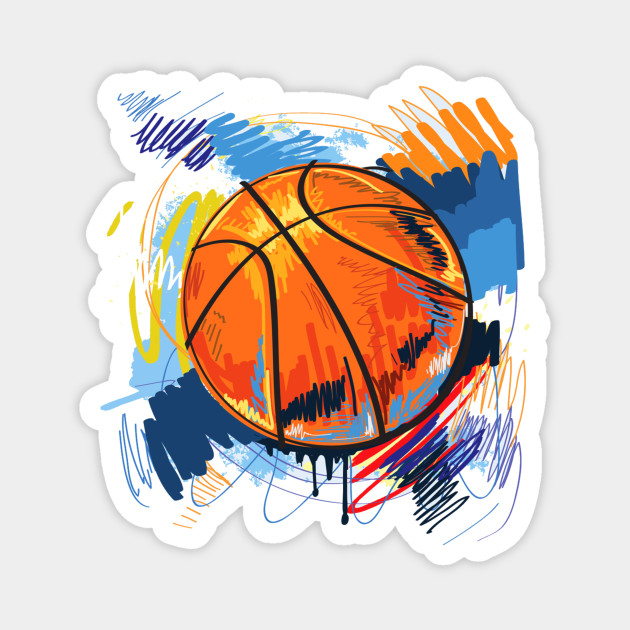 Basket Ball Drawing Basketball Magnet Teepublic