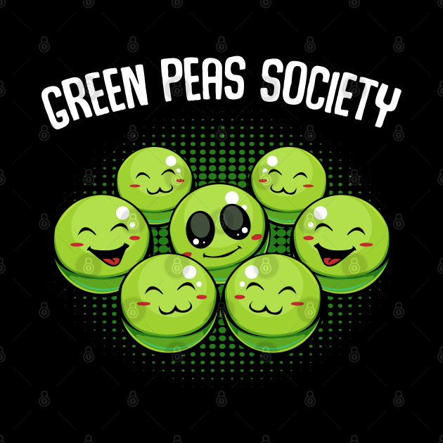 Peas - Green Peas Society - Cute Kawaii Vegan Pun by Lumio Gifts