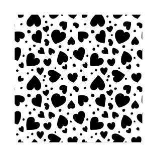 black hearts seamless pattern design print T-Shirt