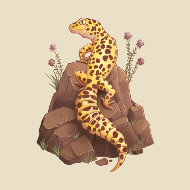 Leopard Gecko on the rock by solrey