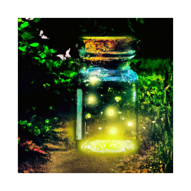 Fireflies in a Glass Jar by Designlee