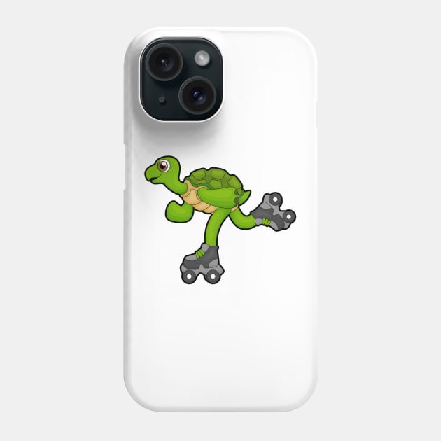 Turtle as Skater with Roller skates Phone Case by Markus Schnabel