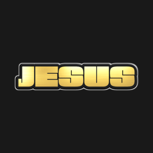 Shiny black and Gold JESUS word ver2 T-Shirt