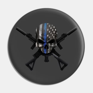 Blue line skull Pin