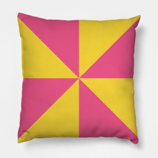 Yellow Pink Repeating Tile Pattern Pinwheel Spiral Pillow