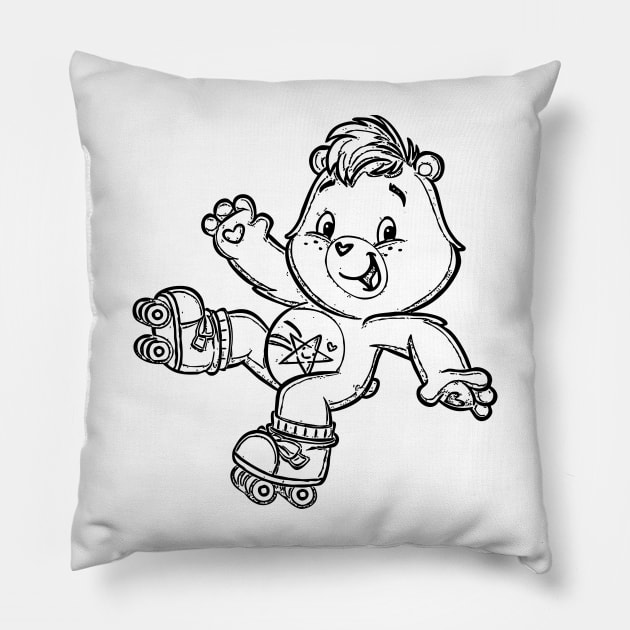 caring bear with roller skates Pillow by SDWTSpodcast