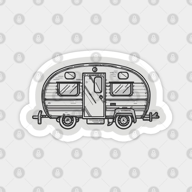 Line art of a vintage caravan Magnet by design/you/love