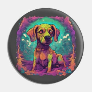 Psychedelic Dog Cute Pupper Pin