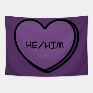 Pronoun He/Him Conversation Heart in Purple Tapestry