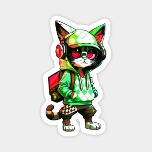 DJ Kitty Vibes (green & red) Magnet