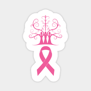 Breast Cancer Awareness Dark Pink Ribbon Sisters Tree Of Life Magnet