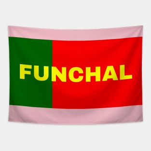 Funchal City in Portuguese Flag Colors Tapestry